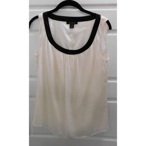 St John Ivory‎ Black Sleeveless Shell Top sz M
